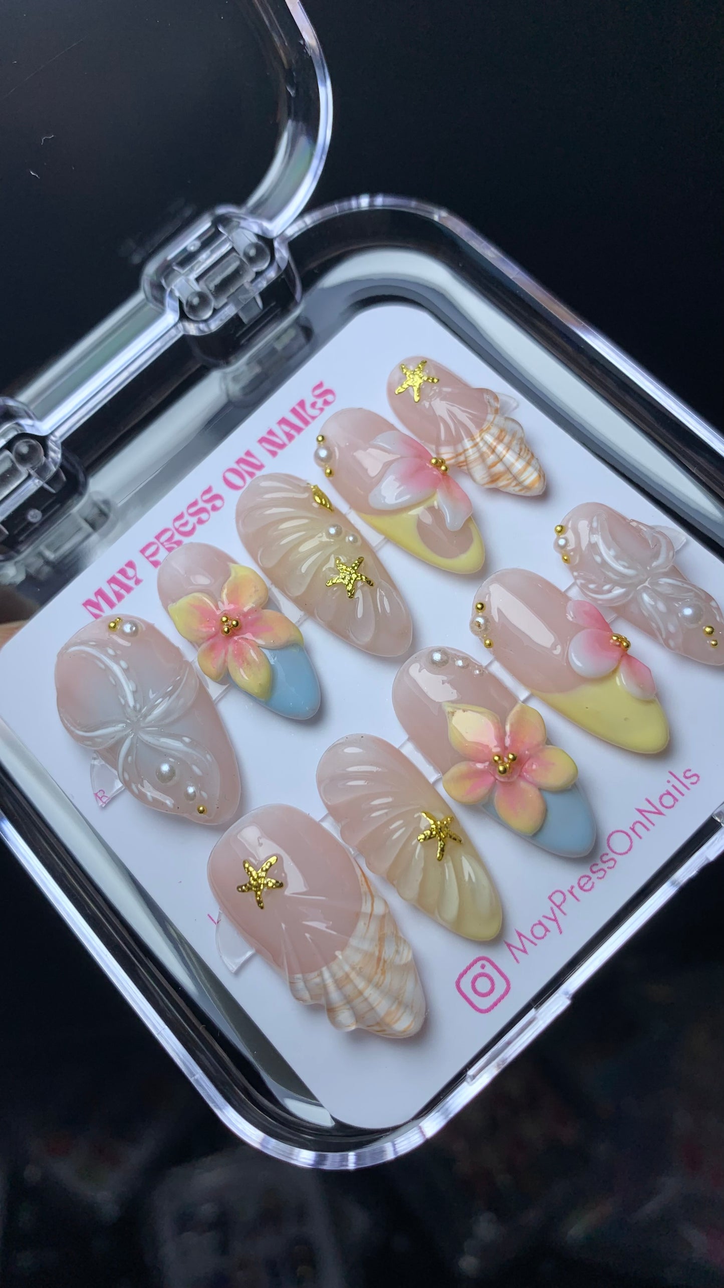 3D summer press-on nails M09