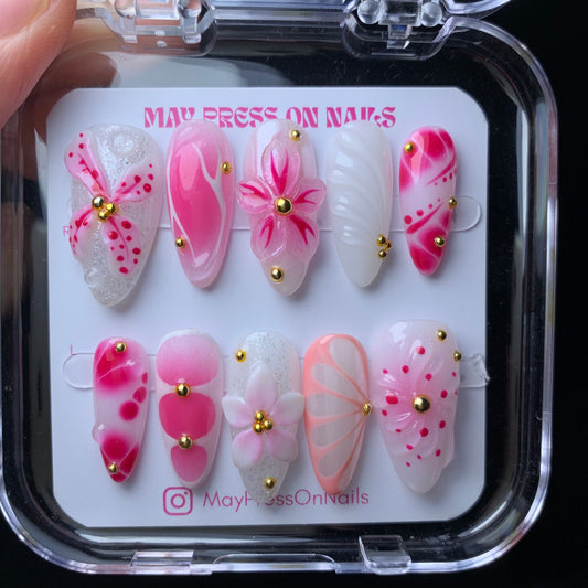 3D Floral Summer Press-On Nails