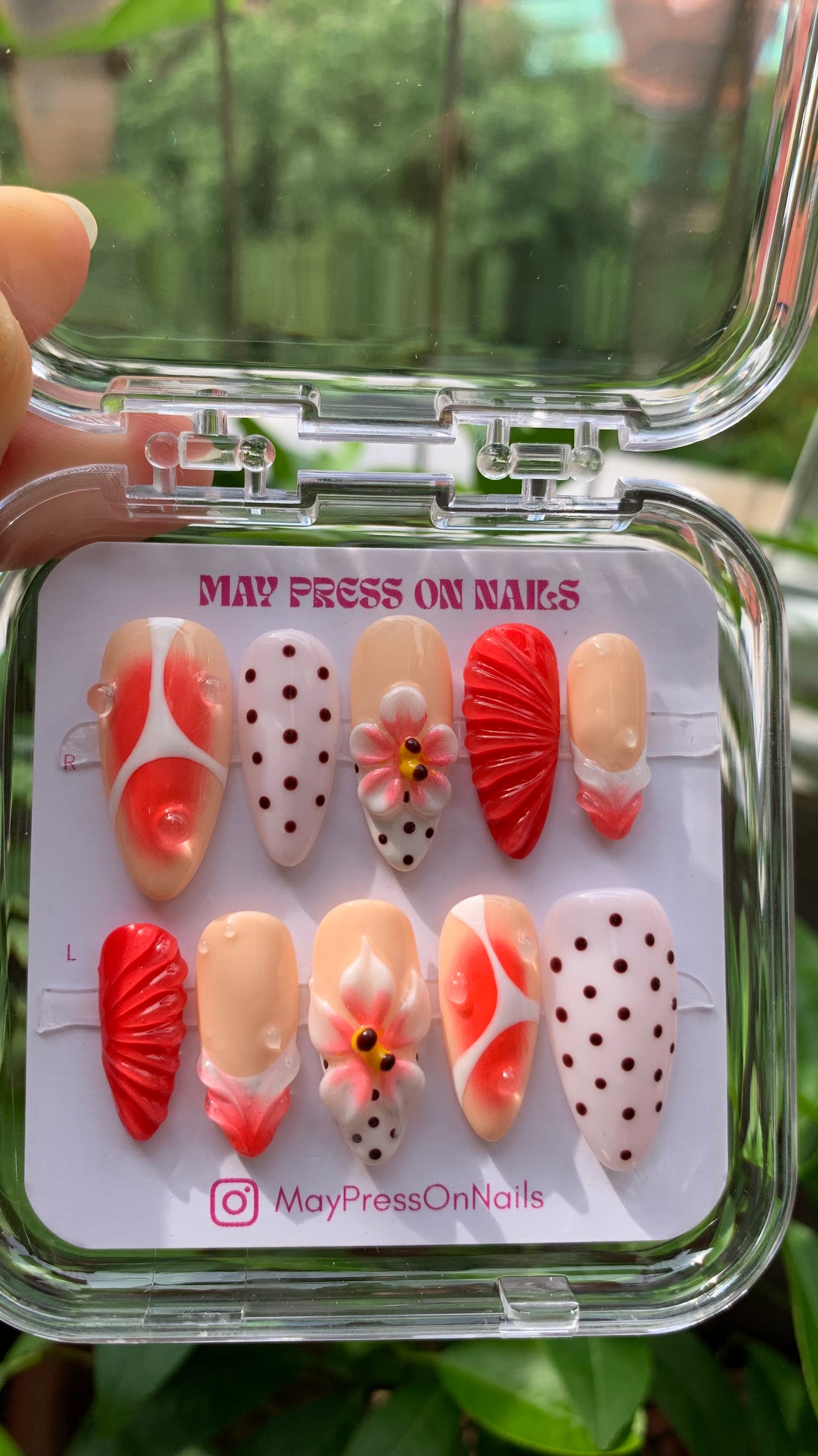 Summer press on nails M124