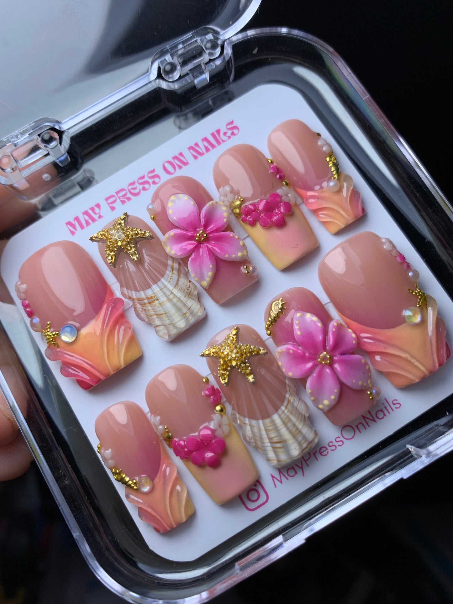 3D summer press-on nails M03