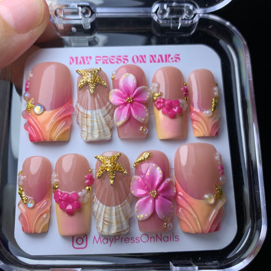 3D summer press-on nails M03