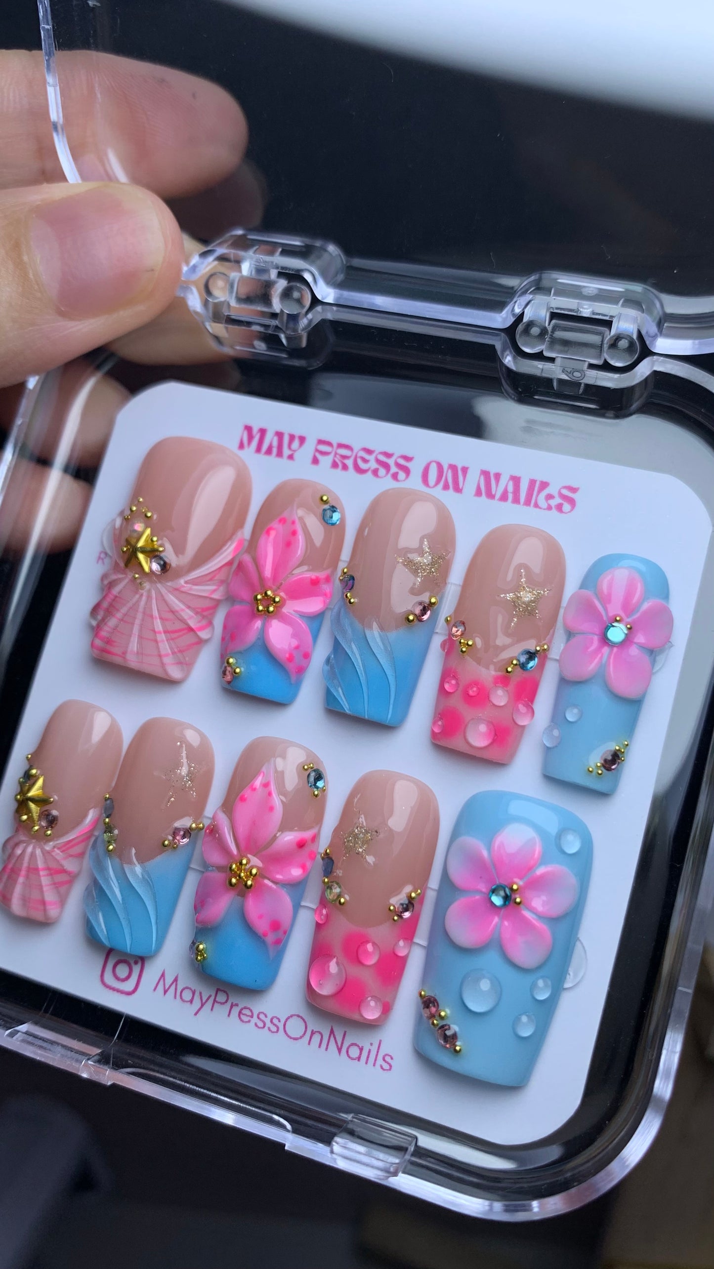 Summer press on nails M125