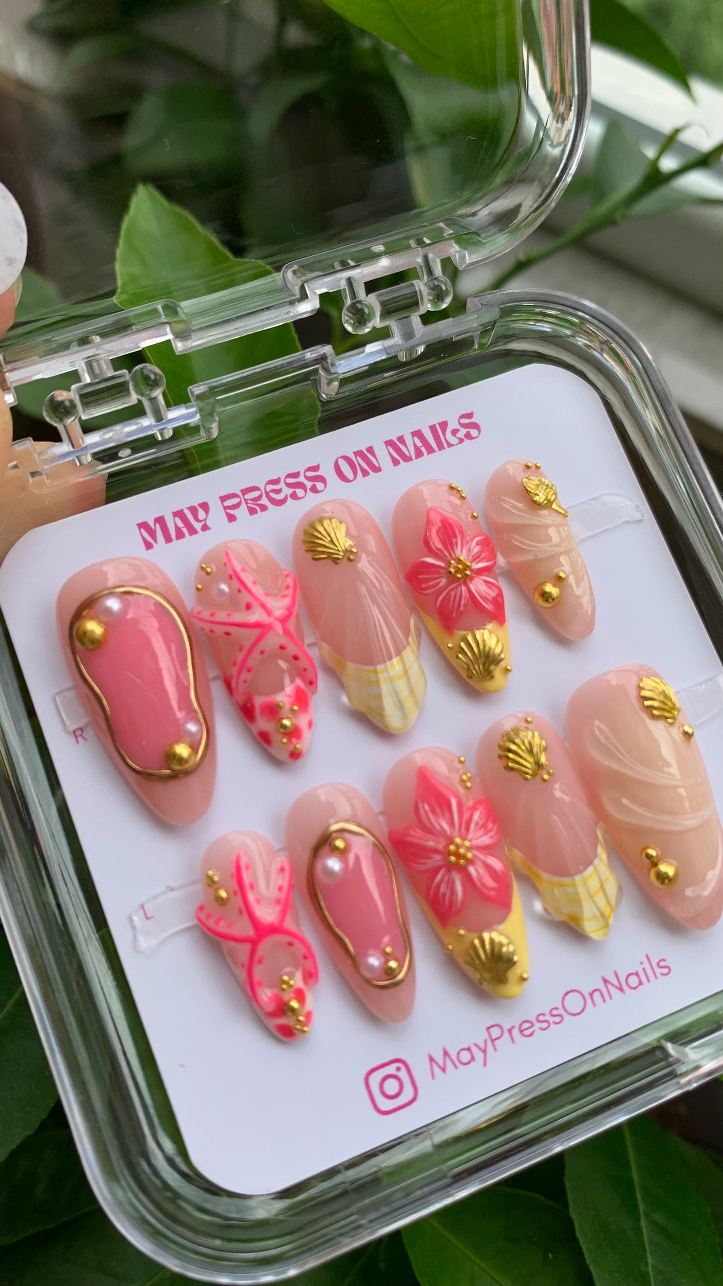 3D summer press-on nails M07