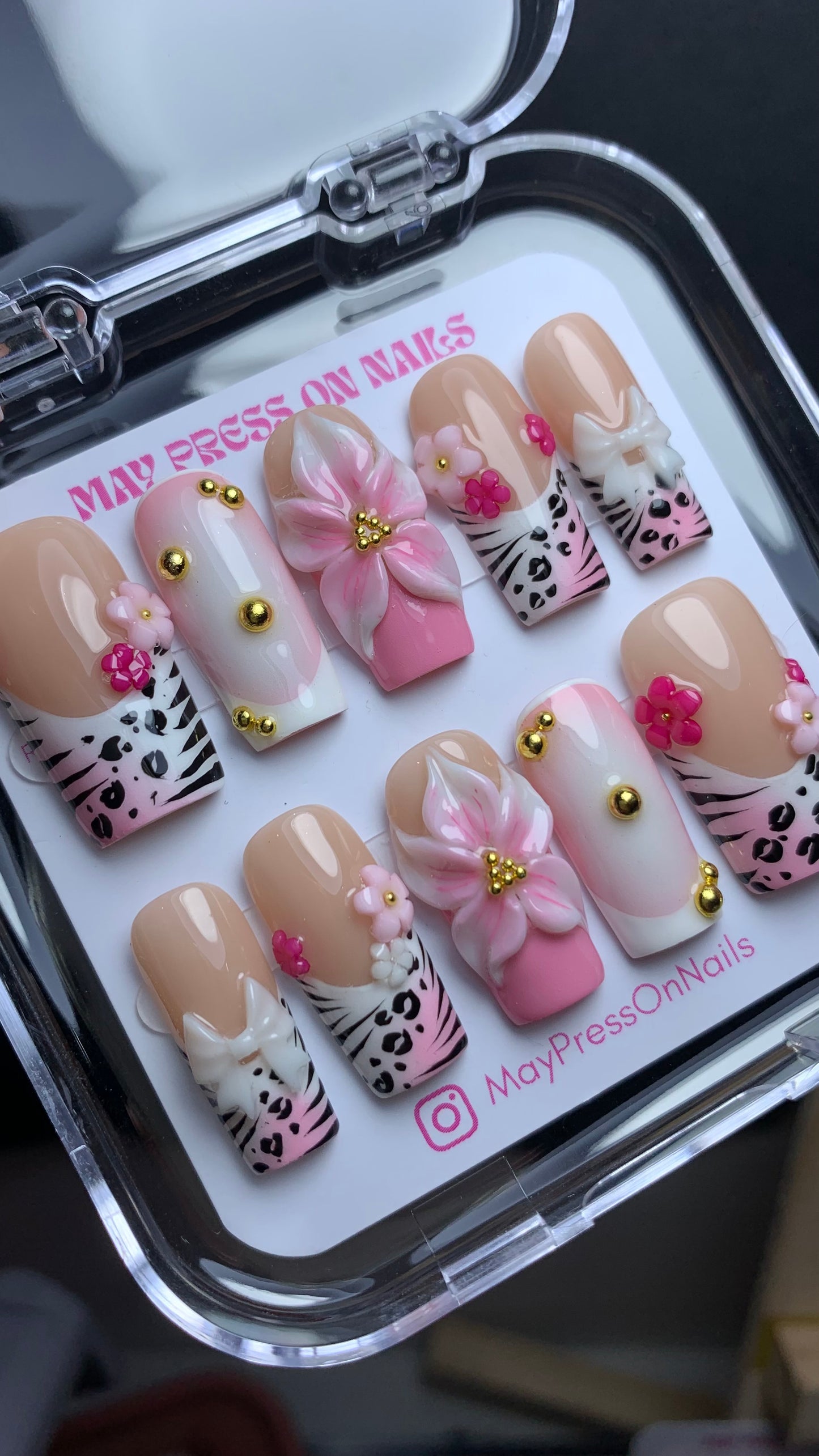 Summer press on nails M124