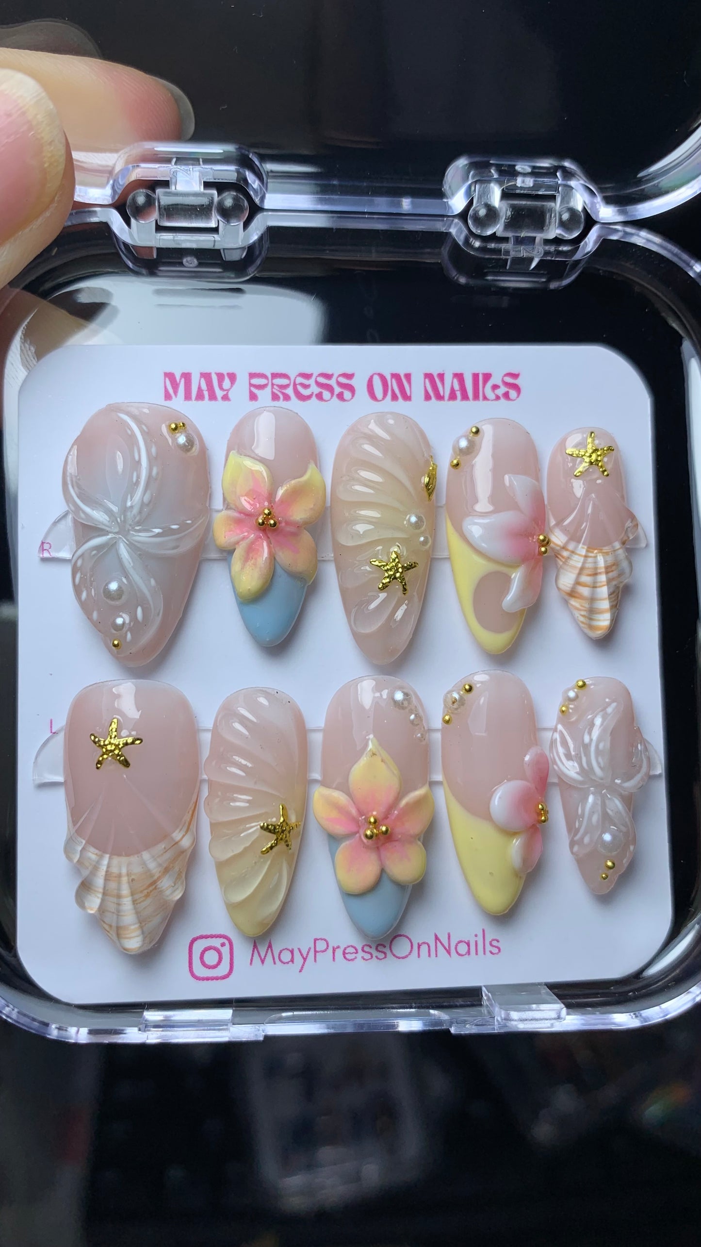 3D summer press-on nails M09