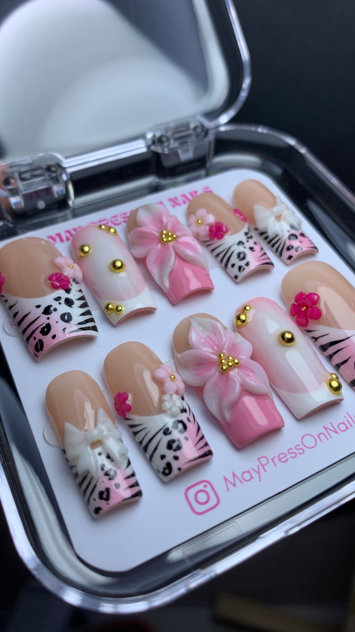 Summer press on nails M124