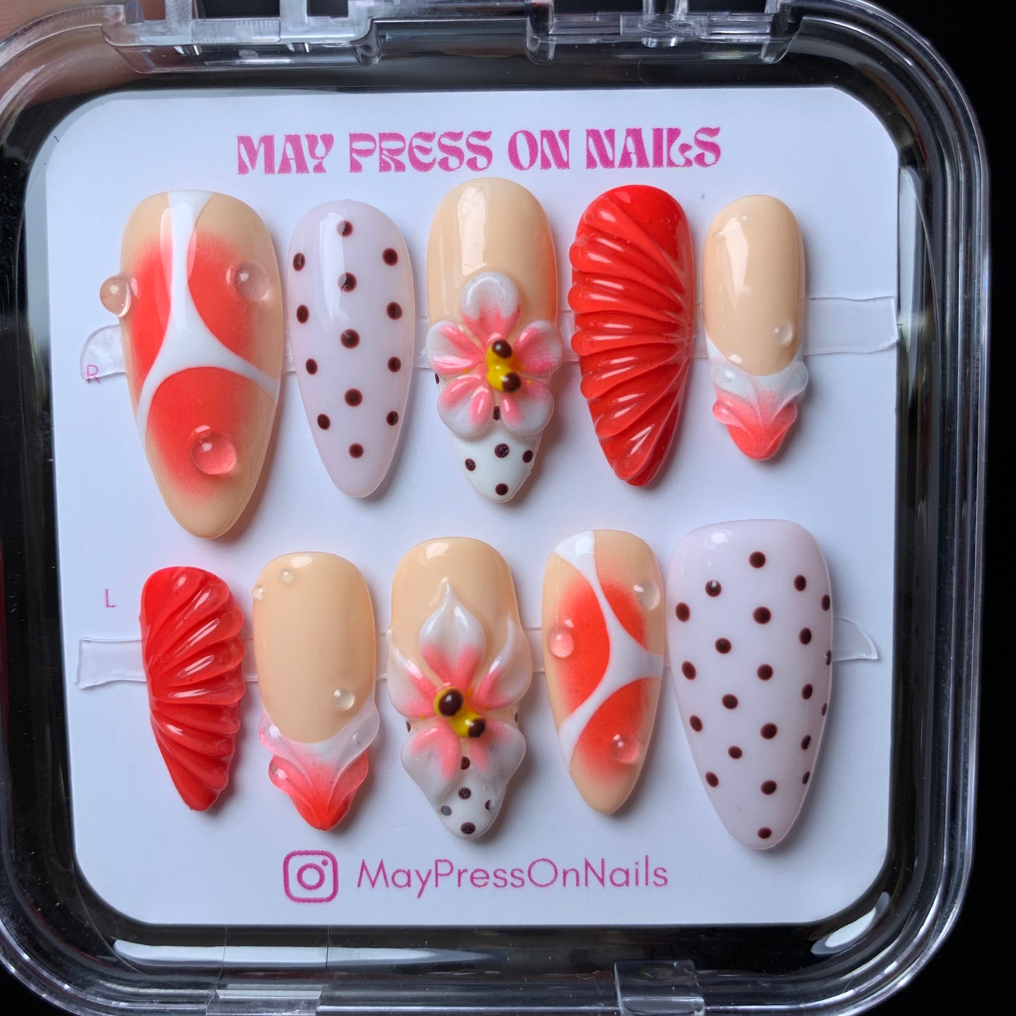Summer press on nails M124