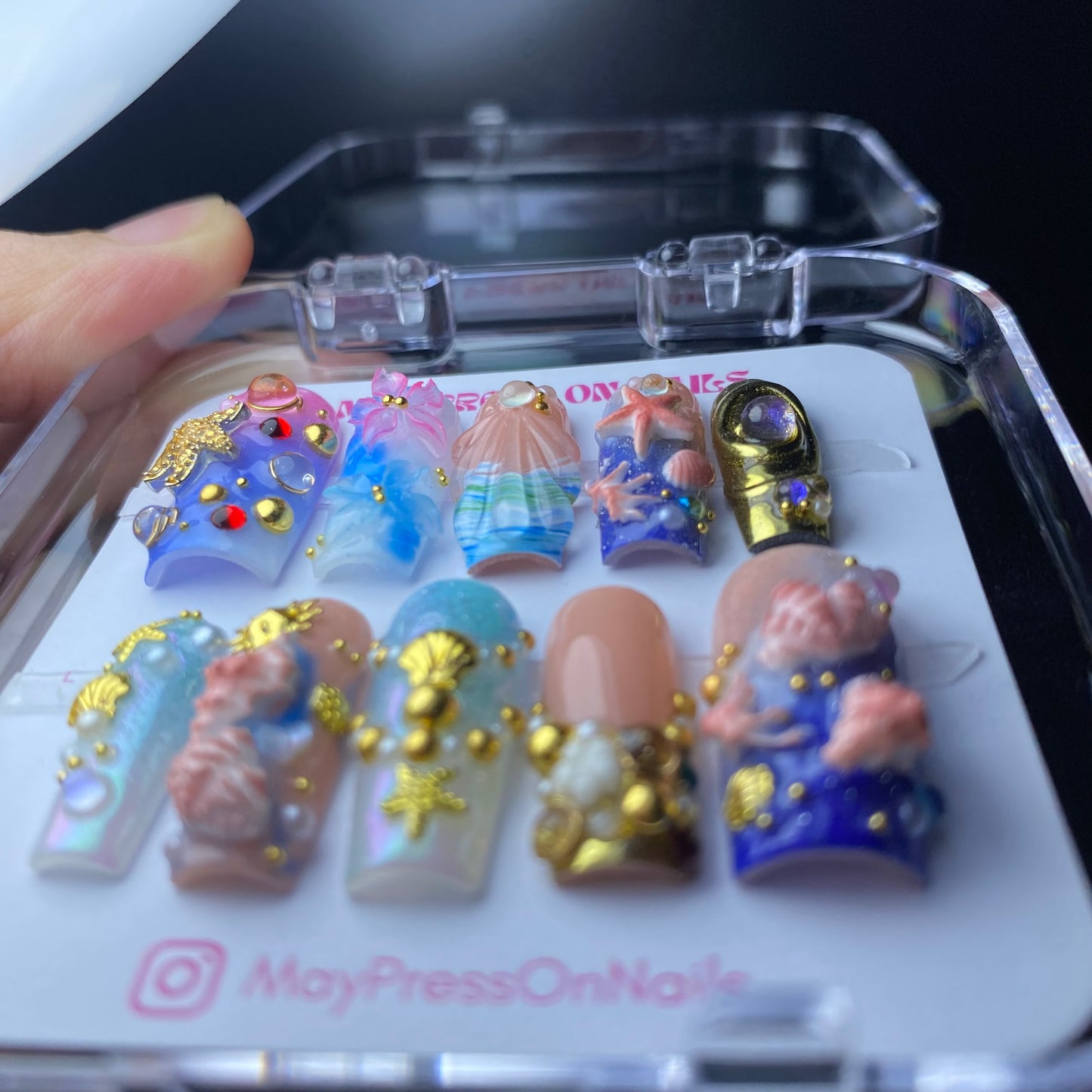 3D summer press-on nails M119