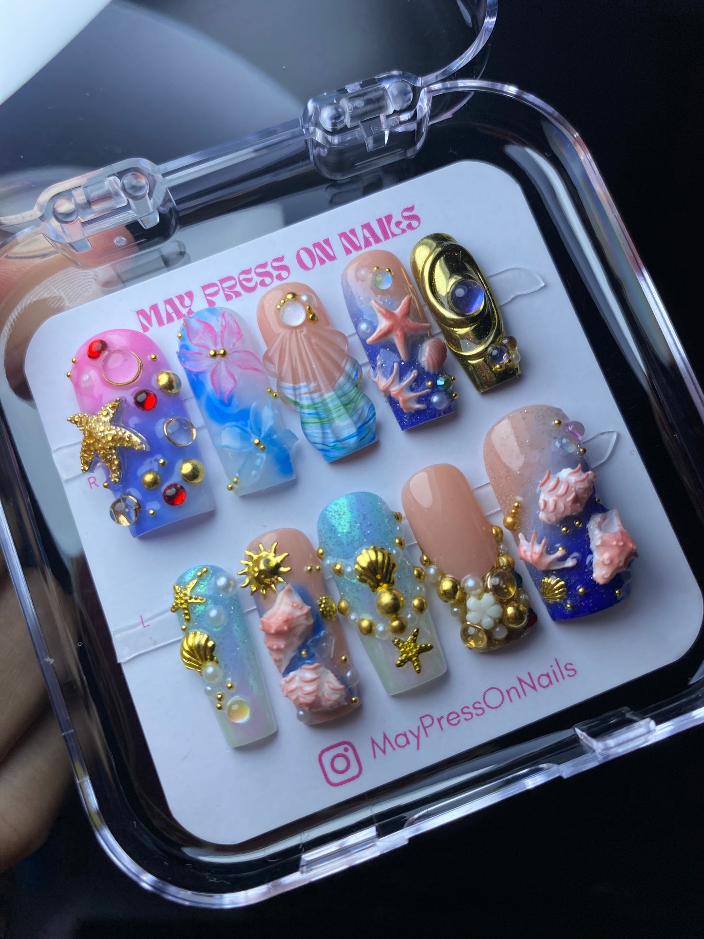 3D summer press-on nails M119