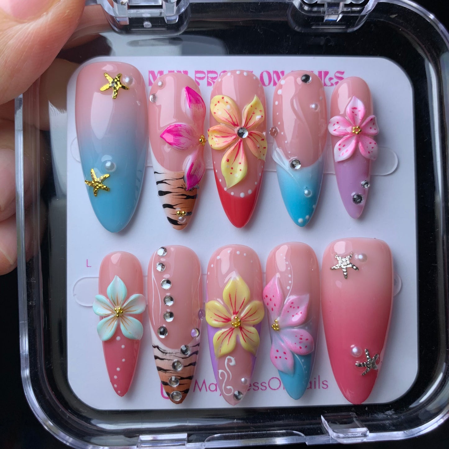 3D summer press-on nails M04