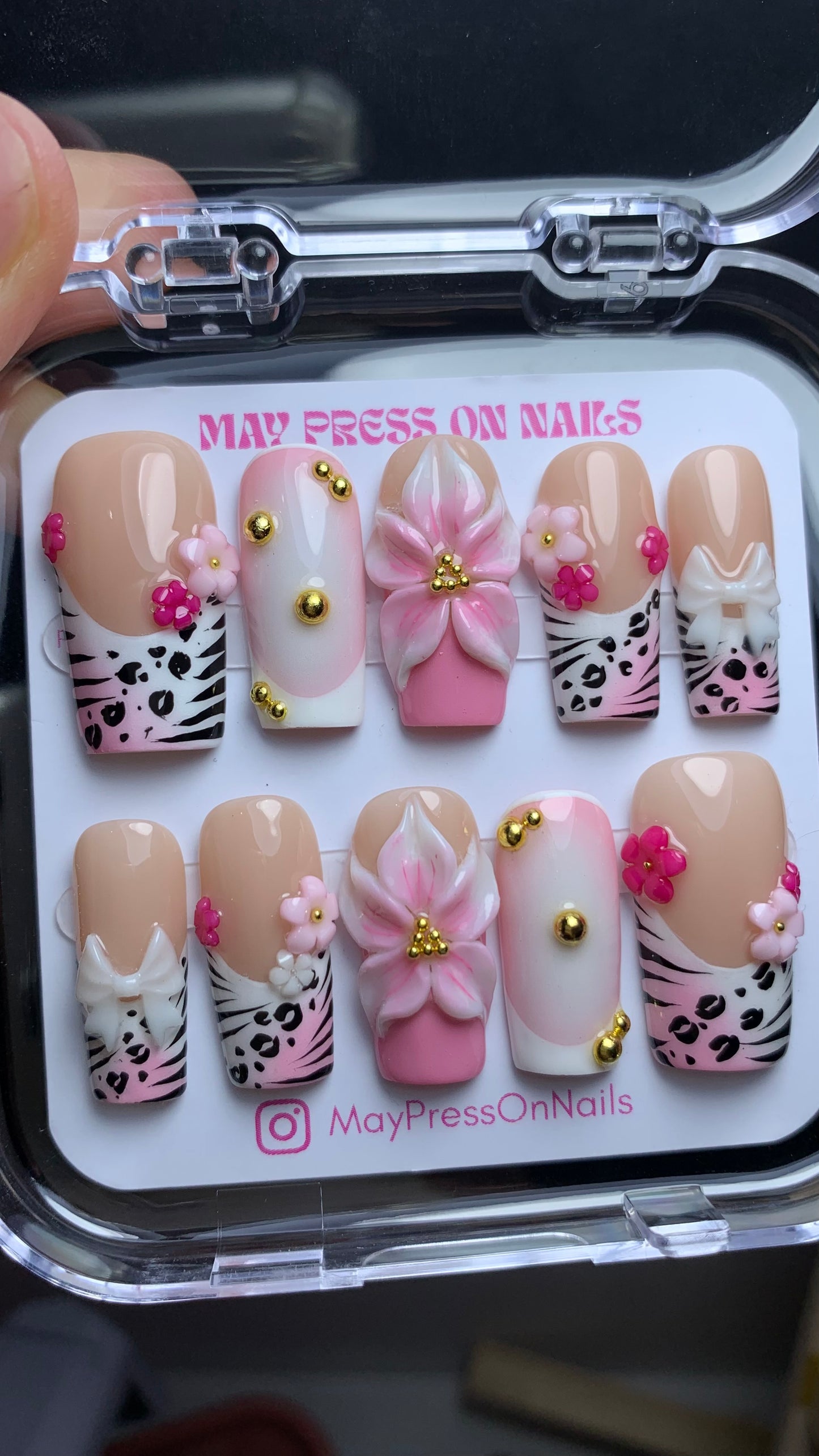 Summer press on nails M124