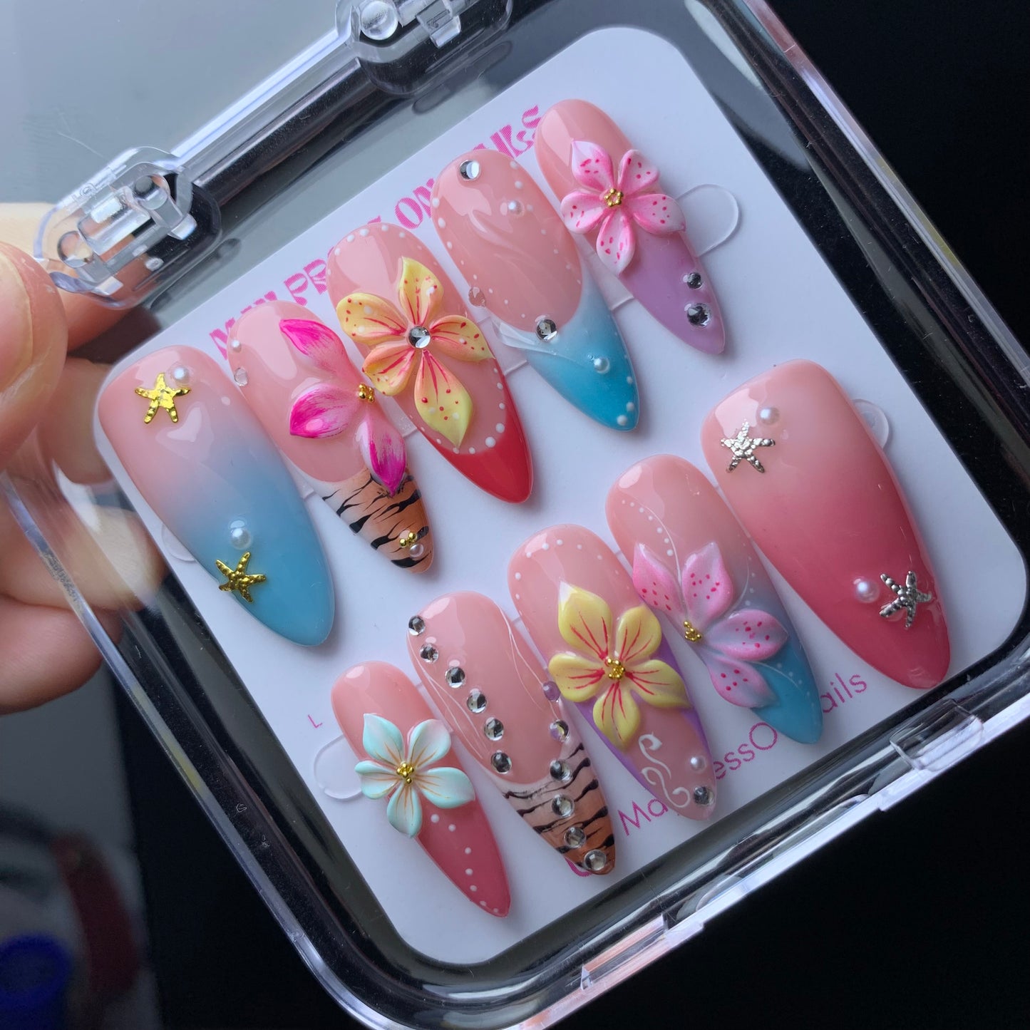 3D summer press-on nails M04