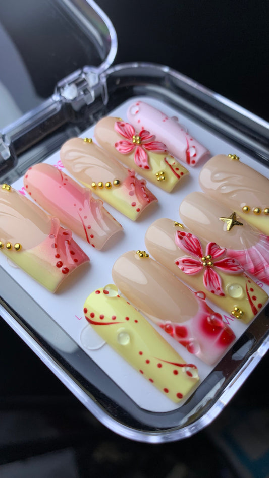 3D summer press-on nails M02