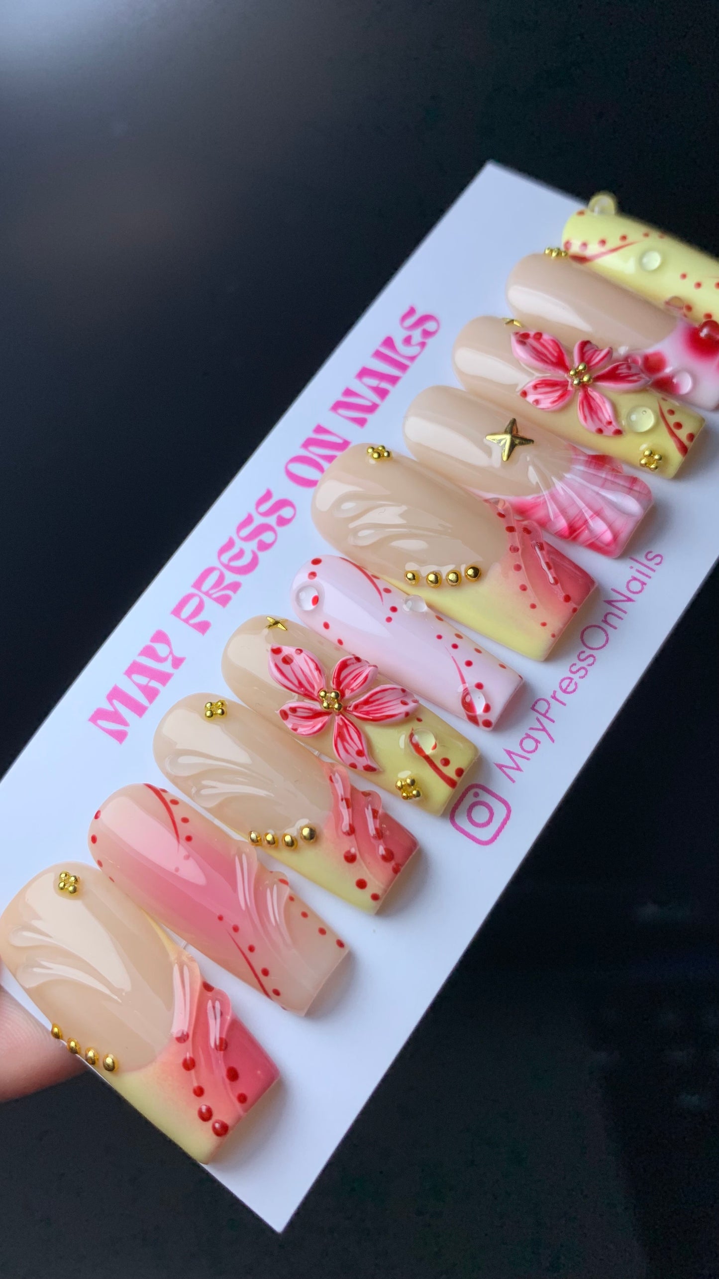 3D summer press-on nails M02