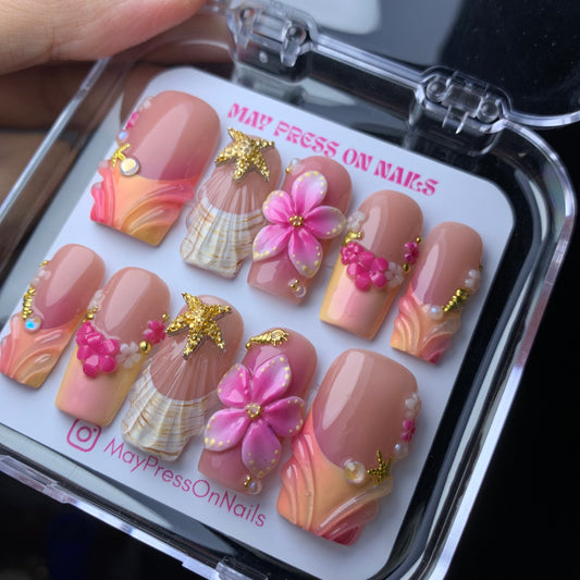3D summer press-on nails M03