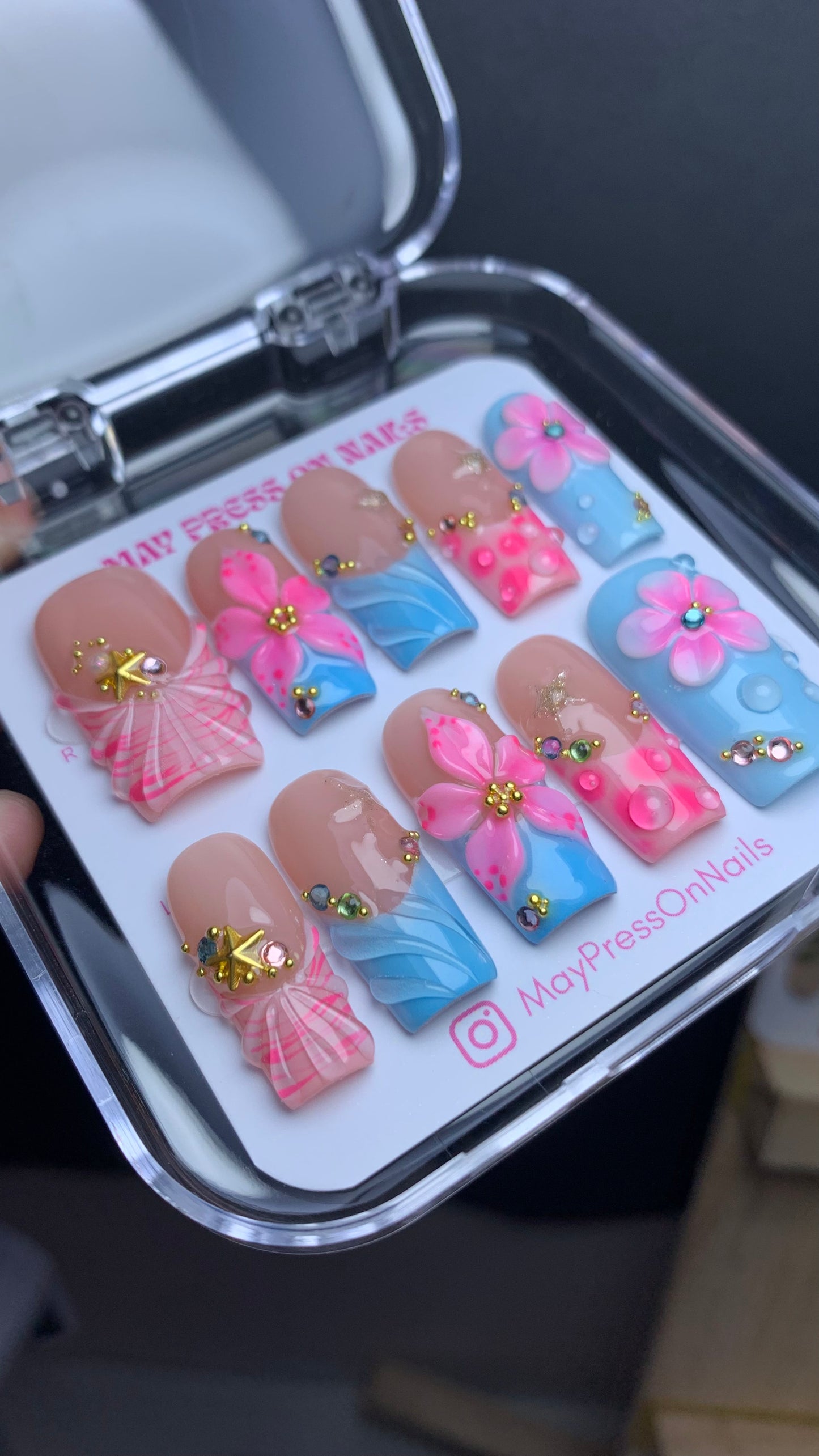 Summer press on nails M125