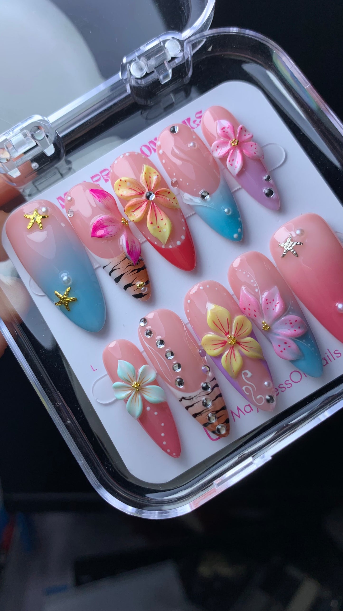 3D summer press-on nails M04