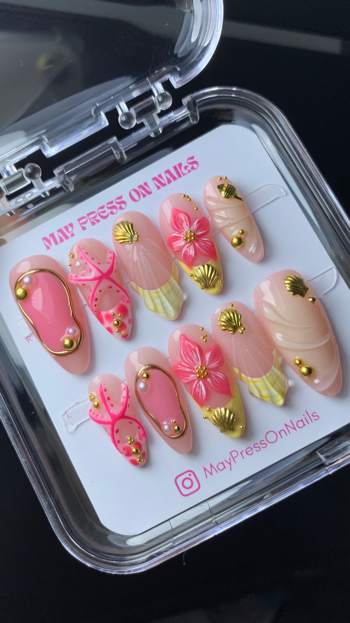 3D summer press-on nails M07