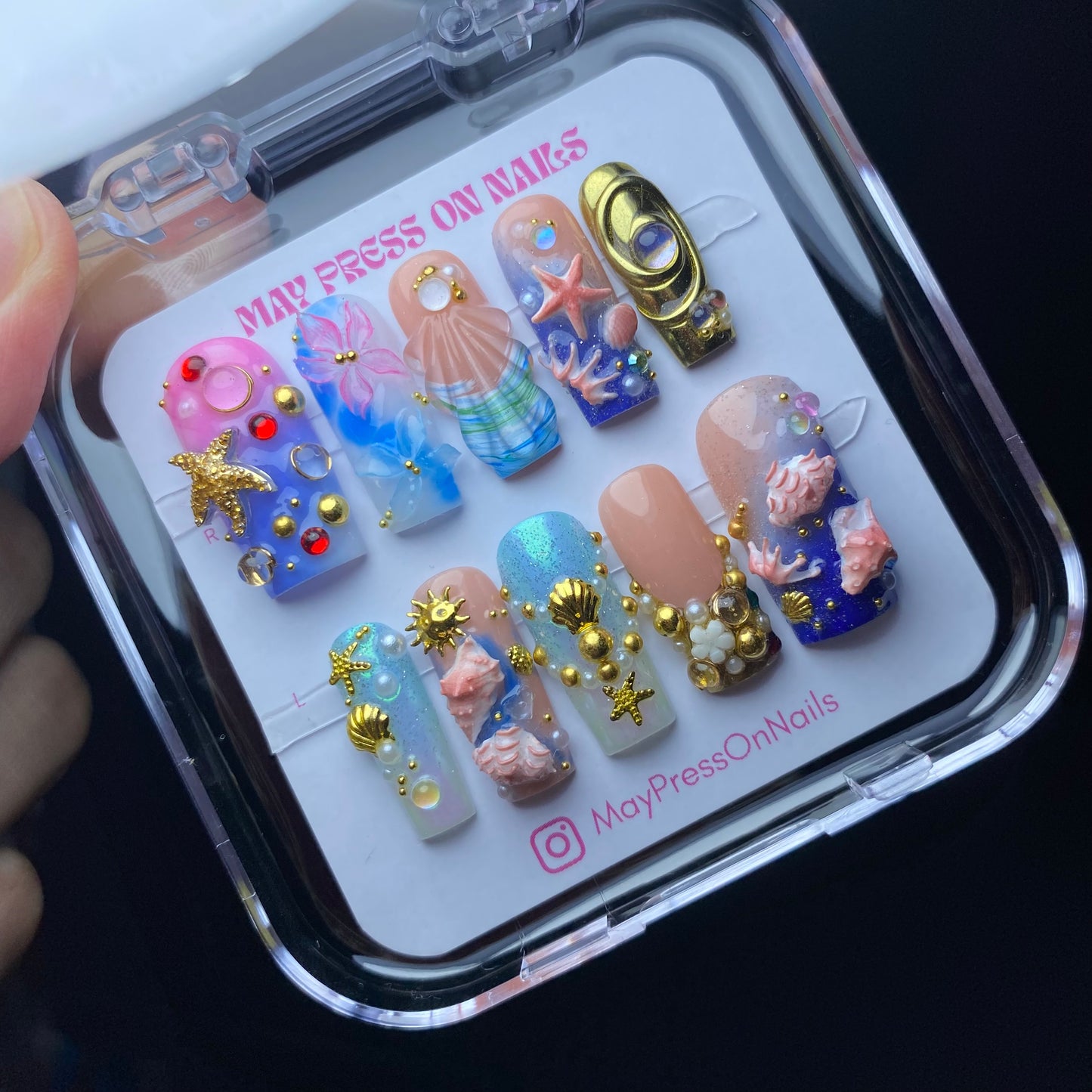 3D summer press-on nails M119
