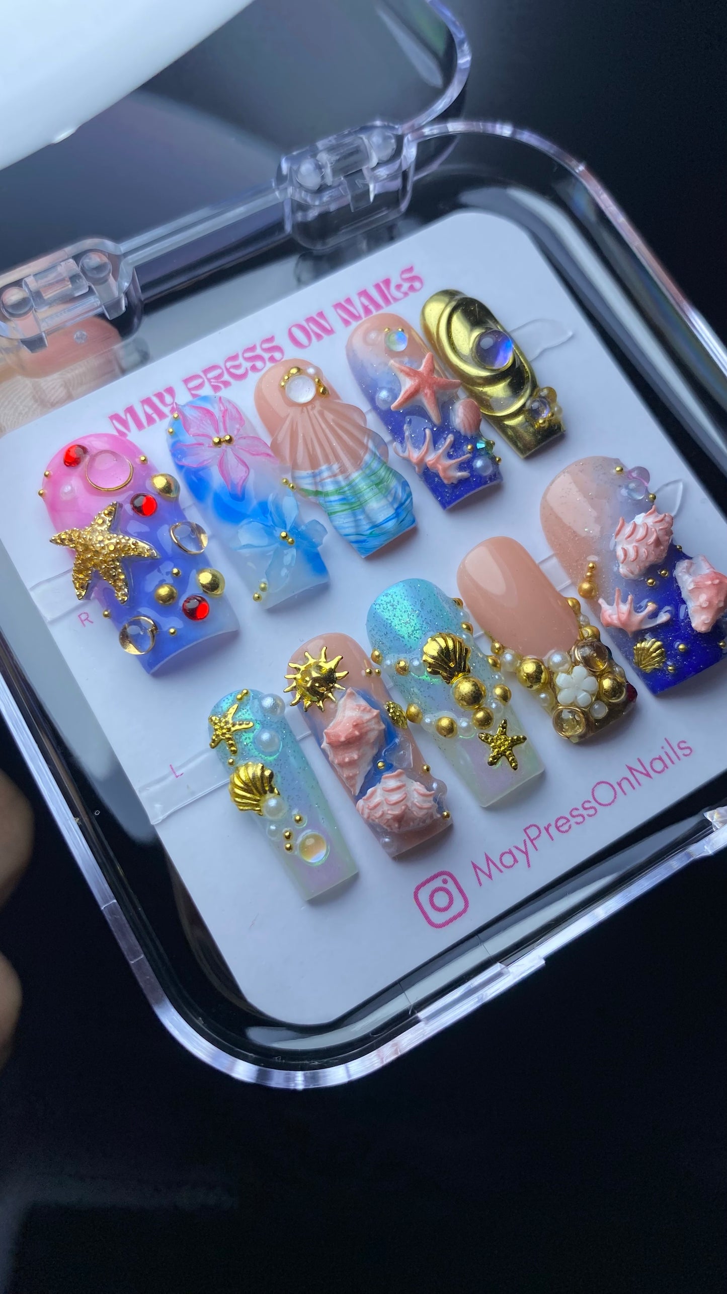 3D summer press-on nails M119