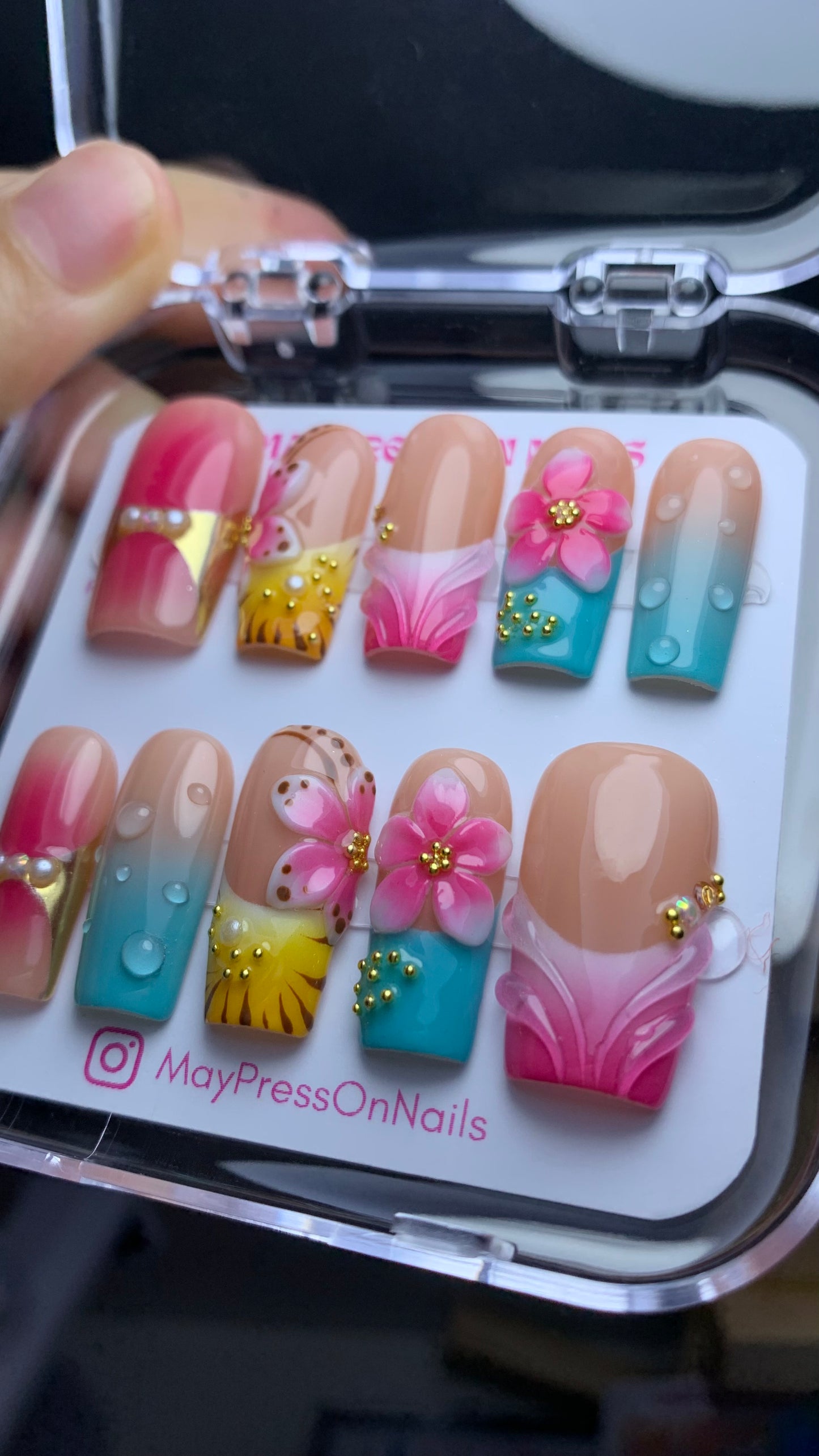Summer press on nails M126