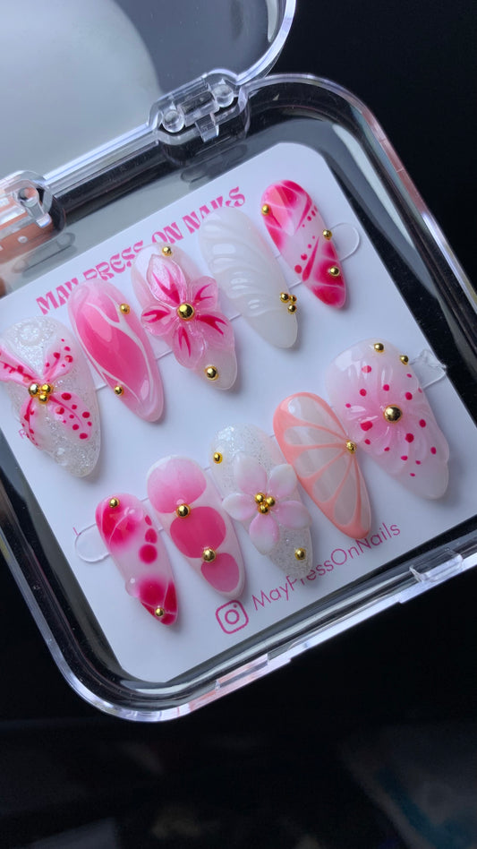 3D Floral Summer Press-On Nails