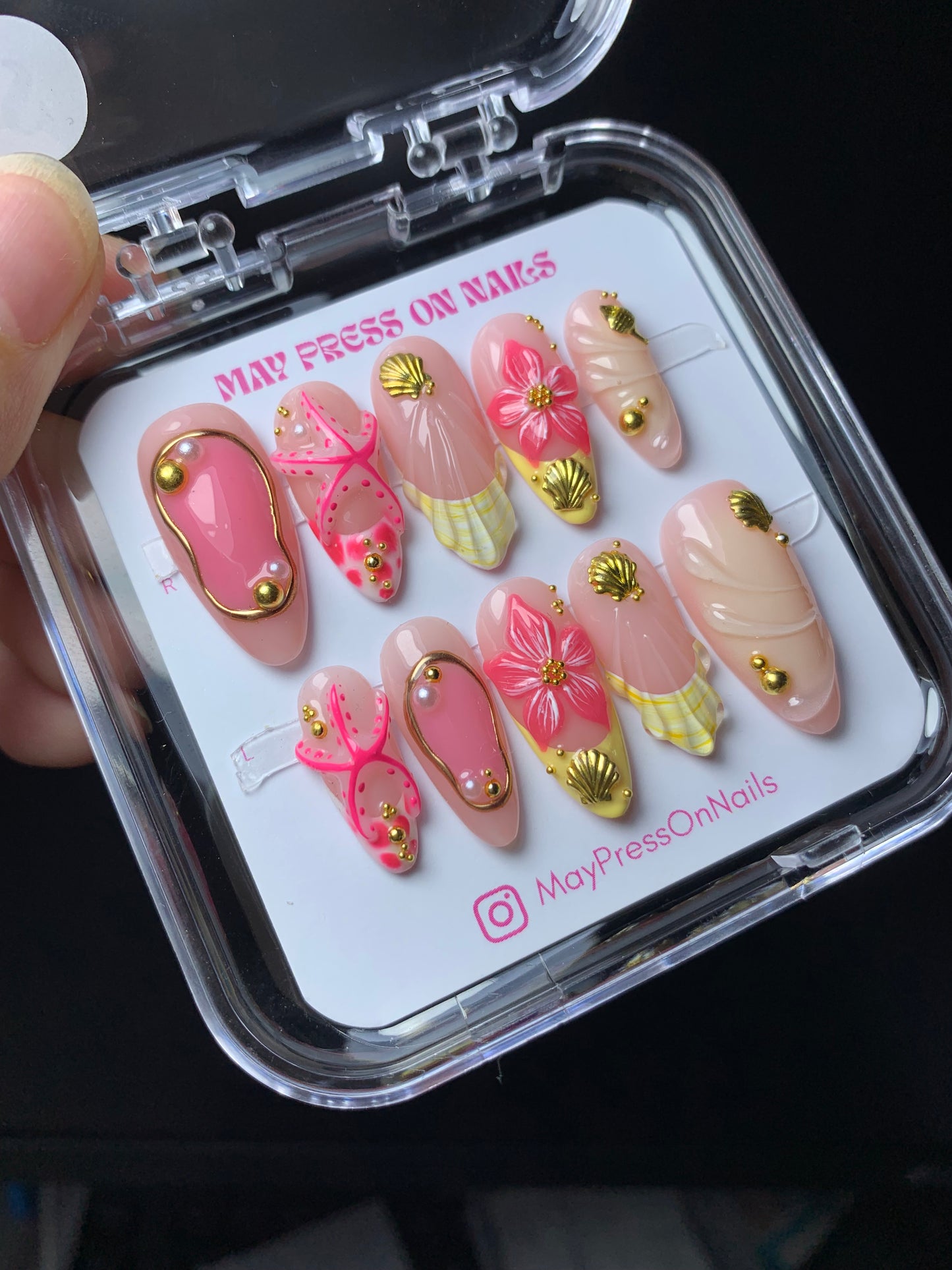 3D summer press-on nails M07
