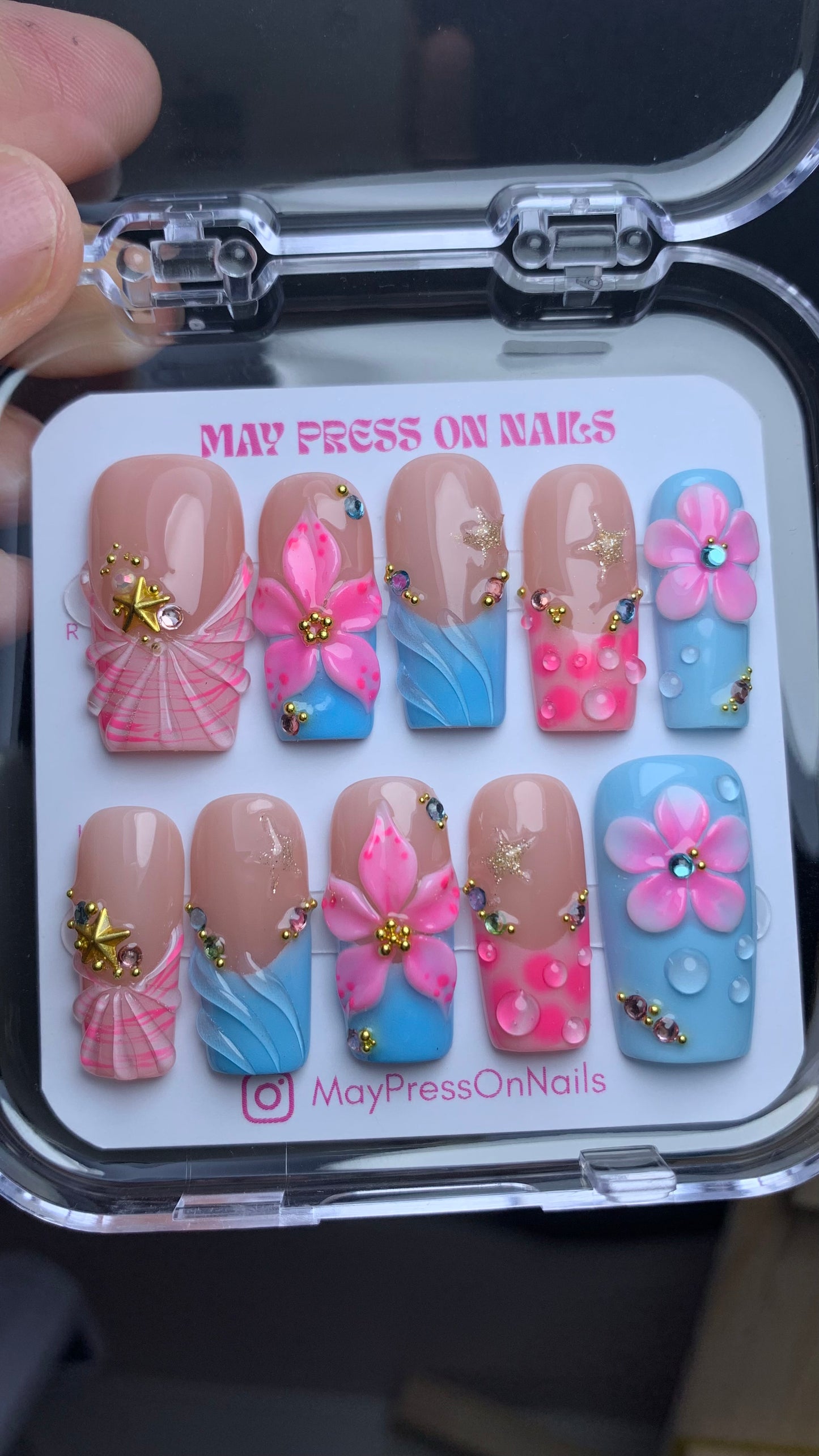 Summer press on nails M125