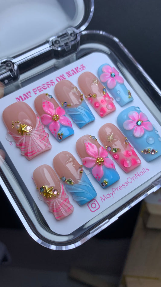 Summer press on nails M125